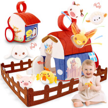 Plush Barn with Stuffed Farm Animals
