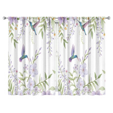 Purple Flower Bird Blackout Curtains 2 Panels 52"x84"