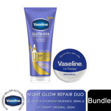 Vaseline Body Lotion Gluta-Hya Flawless Tone 200ml & Cocoa Lip Balm 20g Duo Set