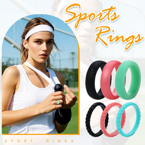 Silicone Wedding Ring for Women 3mm Thin Braided 6 Pack 2