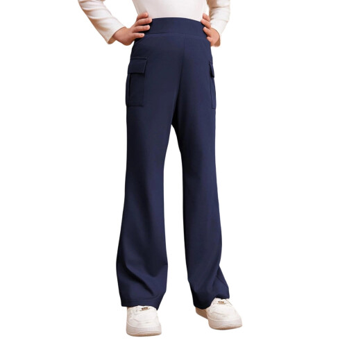 Girls' Uniform Pants Solid Color Flared Trousers Size 6-15