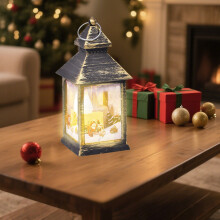Christmas Lantern with Santa and Snowman LED Battery