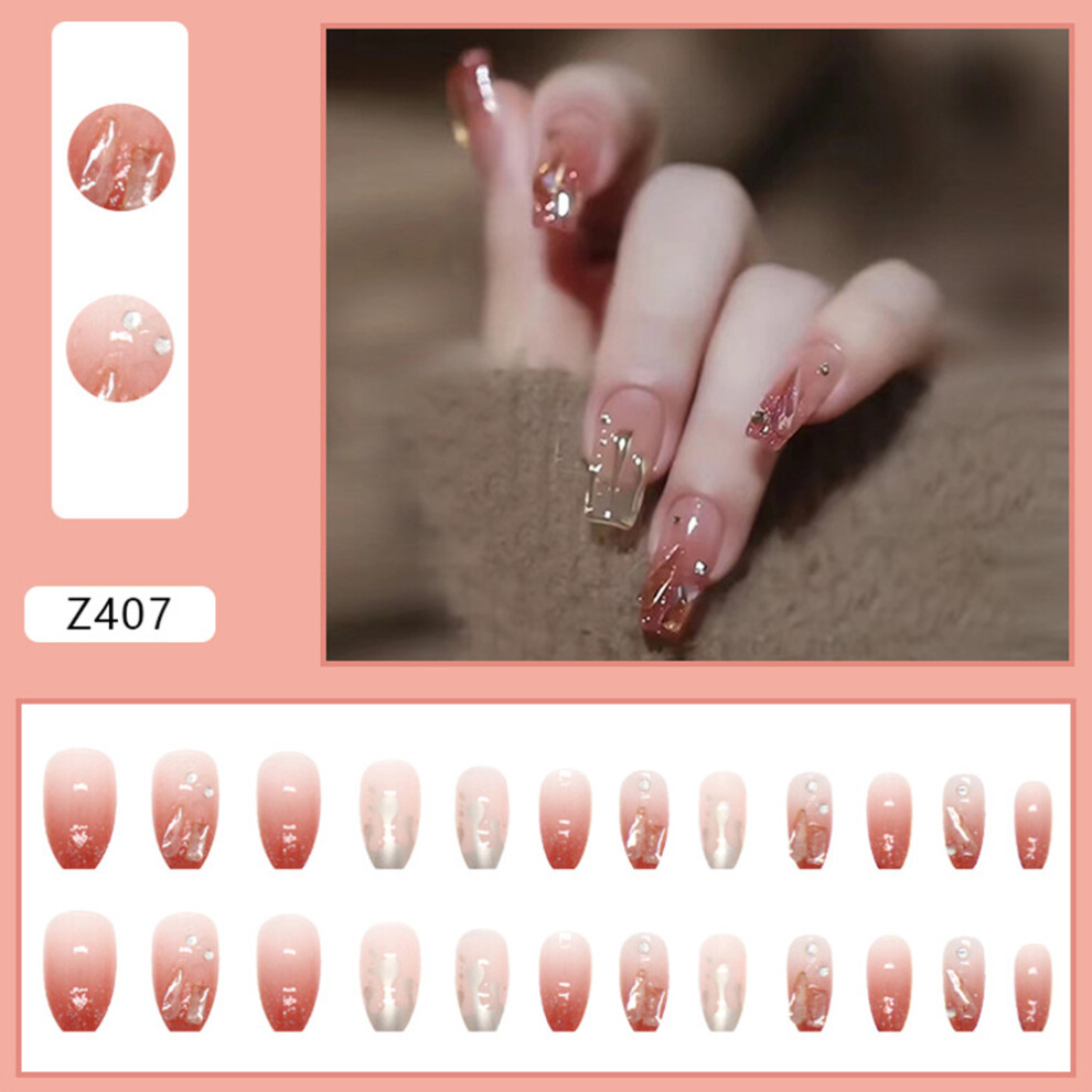 Dachuang Beauty (Standard) 24Pcs 3D Rhinestone Ballet Nails For Party & Daily