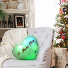 Heart-shaped glowing LED plush pillow I Love You