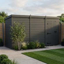 12x4 Pent Composite Shed Tanalised (Single Door, No Windows)