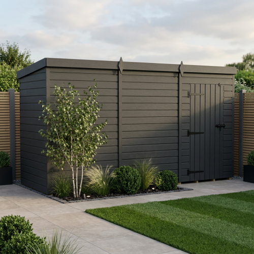 12x4 Pent Composite Shed Tanalised (Single Door, No Windows)