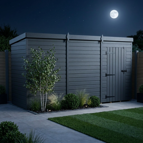 12x4 Pent Composite Shed Tanalised (Single Door, No Windows) 2