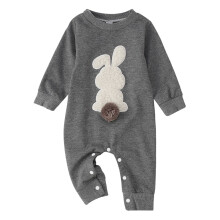 Baby Jumpsuit Bunny Embroidered Long Sleeve Crewneck Romper