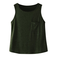 Girls Crewneck Sleeveless Tank Top with Pocket Army Green