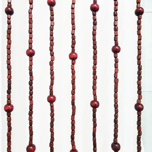Wooden Beaded Curtain Boho Style 27 Strands Brown 1