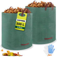 2 x 500L Garden Waste Bags Waterproof Heavy Duty, Waterproof, Foldable, Reusable Garden Waste Bags