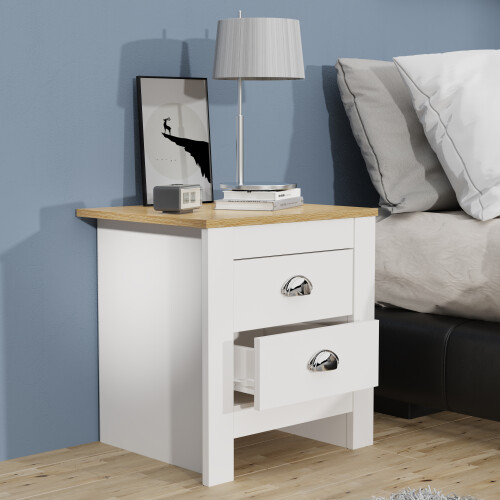 Wooden side table bedside table Balusa White 2