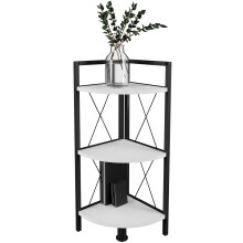 (Matt, Wood) Metal corner shelf books insasi 2-fold White