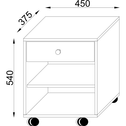 (Chipboard, Black) Wooden Roller Container Drawer Salda 2