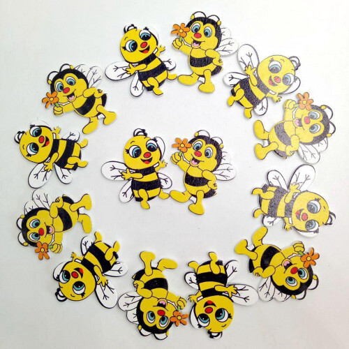 Wooden Bee Craft Embellishments Multicolor 20 Pack 2