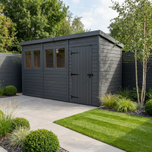 12x4 Pent Composite Shed Tanalised (Single Door, With Windows)
