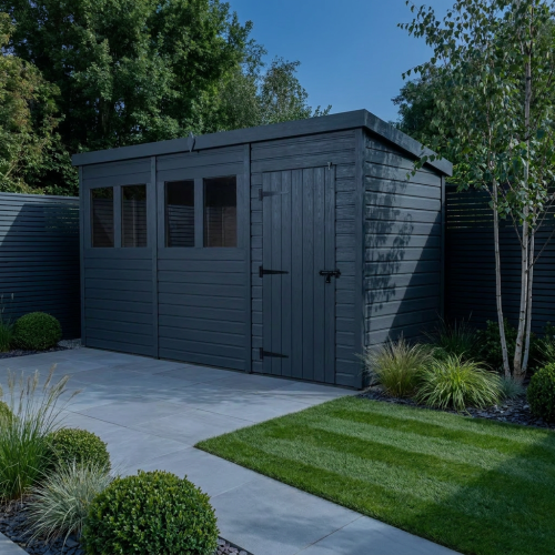 12x4 Pent Composite Shed Tanalised (Single Door, With Windows) 1