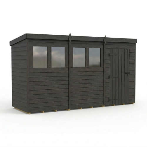 12x4 Pent Composite Shed Tanalised (Single Door, With Windows) 2