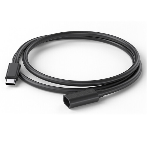 Durability PVC Type C Charging Cable Power Extension-Black 1m