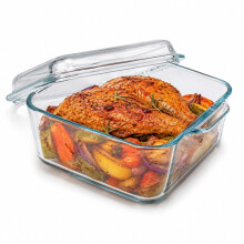 (Square, Set Of 1) 1L Glass Casserole Dish with Lid Ovenware