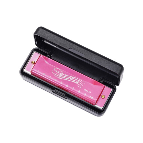 10-hole 20-tone harmonica pink portable musical instrument