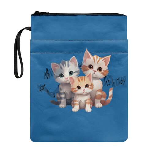Polyester Book Cover Retro Musical Kittens Design 11.4 x