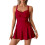 Claret ruched crossover swimdress one piece 1