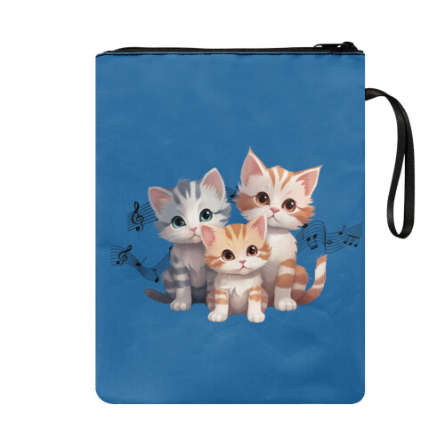 Polyester Book Cover Retro Musical Kittens Design 11.4 x 1