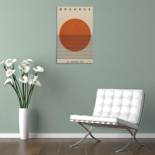 Bauhaus Exhibition Canvas Poster Orange Circle Design 2