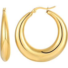 Gold Plated Hoop Earrings Round Huggie 25mm 30mm 40mm
