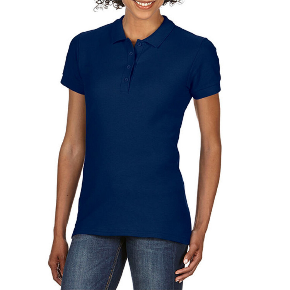 Gildan (M, Navy) Womens/Ladies Double Piqué Polo Shirt