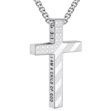 Cross Necklace for Men Stainless Steel 22+2 Inches