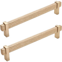 Wooden Cabinet Knobs Chinese Style Walnut 2 pcs