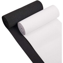 Flat Elastic Knit Black White 6 Inch Wide 4 Yard