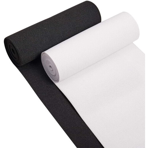 Flat Elastic Knit Black White 6 Inch Wide 4 Yard