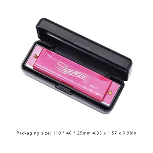 10-hole 20-tone harmonica pink portable musical instrument 1