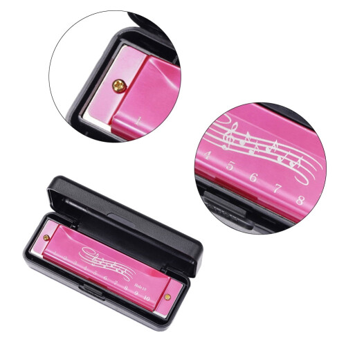 10-hole 20-tone harmonica pink portable musical instrument 2