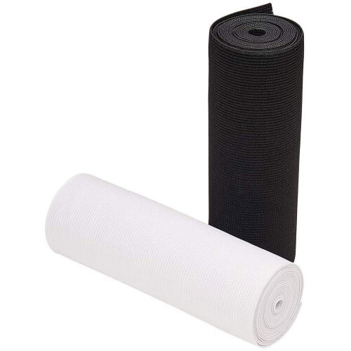 Flat Elastic Knit Black White 6 Inch Wide 4 Yard 1