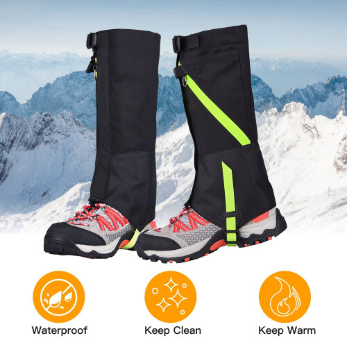Kids Adjustable Waterproof Snow Gaiters Black