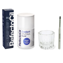 Kit de Tinte para Cabello RefectoCil Azul Negro (#2) con Crema Tinte + Brocha y Plato Mezclador