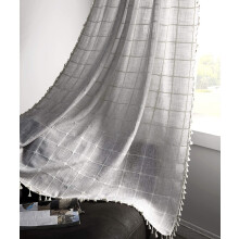YoKii Boho Curtains Cotton Linen Grey 52Wx84L Pairs