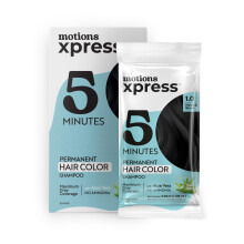 Motions Xpress Permanent Hårfärg Shampoo Naturlig Svart - 5 Minuter Färg, Grå Täckning, Ammoniakfri, 0.84 Oz