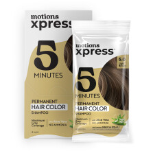 Champú de Color Permanente Motions Xpress Castaño Claro - Color en 5 Minutos, Cobertura de Canas, Sin Amoníaco, 0.84 Oz