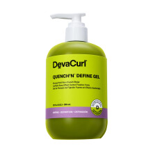 DevaCurl Quench'n Define Gel Sterke Houding Niet-Kruimelende Styler, 12 Oz | Tot 7 Dagen | Vergrendelt & Hydrateert Krullen