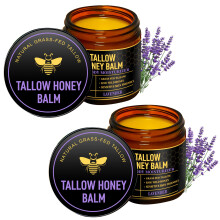 UMHWYZW 2 PCS Tallow and Honey Balm for Face with Lavender Aroma, Organic Grass Fed Beef Tallow for Skin Care for Men Women, Natural Body Moisturizer