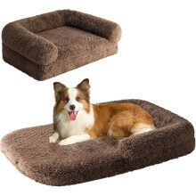 Foldable XXL Dog Bed Faux Fur Memory Foam 54x38x7.5 Inch