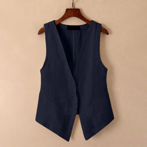 Women's Linen Sleeveless Vest Top Spring Summer Tunic Plus 1