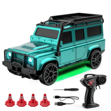 Mini RC Drift Truck 1:64 Green 4WD with Lights and