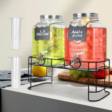 Glass Drink Dispenser with Stand Stainless Steel Spigot