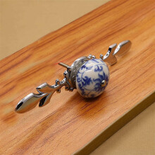 Gamvdout Ceramic Knobs Blue White 41mm 2 Pack
